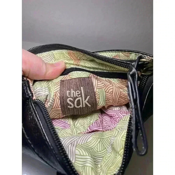 The Sak Leather Shoulder Bag, Black, Mini Fabric Strap Outside/Inside Pockets - Picture 7 of 12